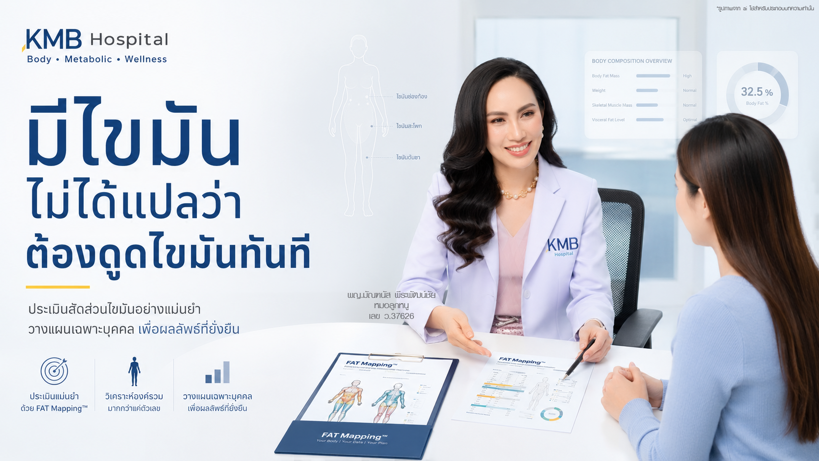 หมอลูกหนูอธิบายว่าการมีไขมันไม่ได้หมายความว่าต้องดูดไขมันทันที