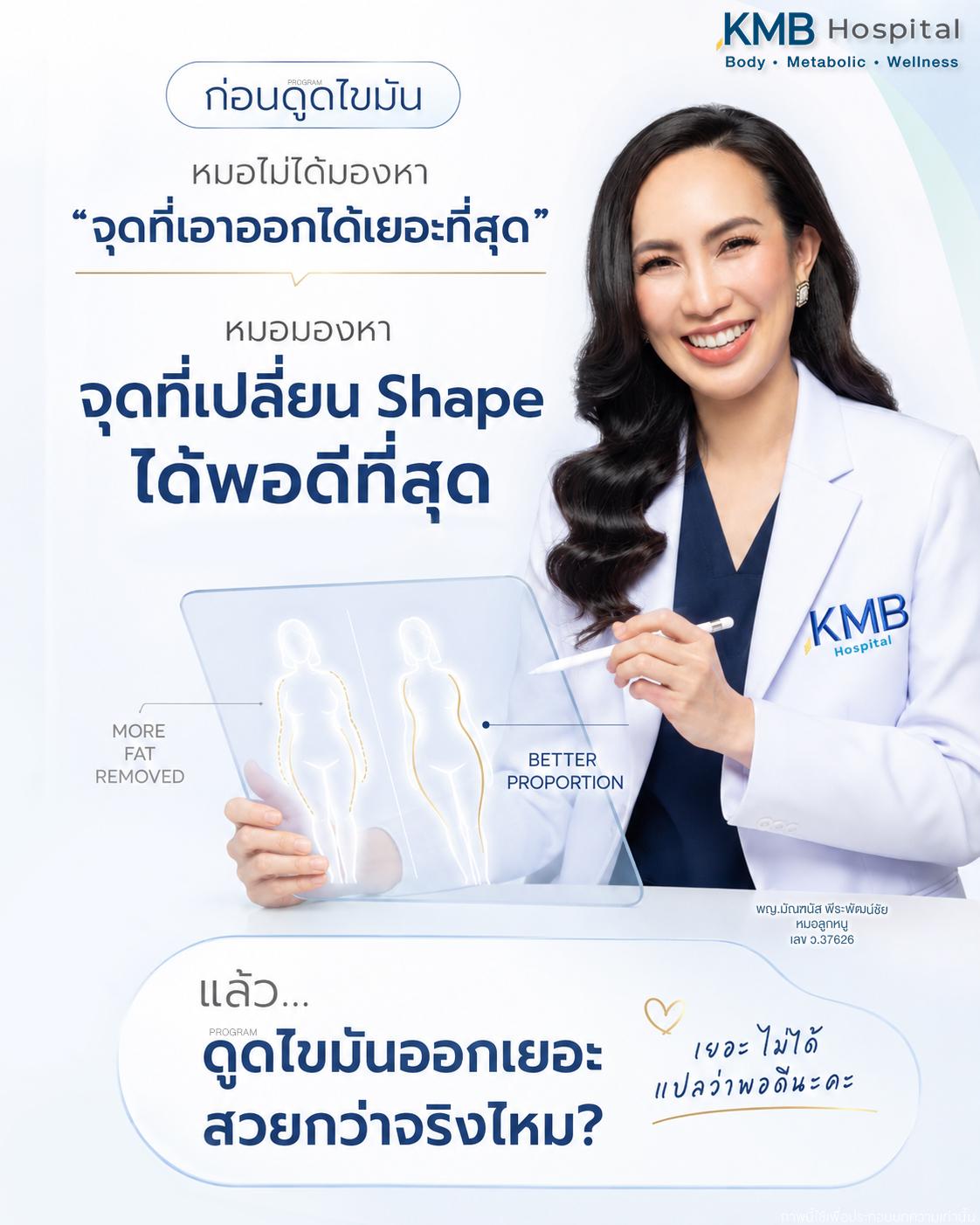 หมอลูกหนูอธิบายว่าการวางแผนดูดไขมัน GLAM Liposculpt™  ควรมองสัดส่วนมากกว่าปริมาณไขมันที่นำออก
