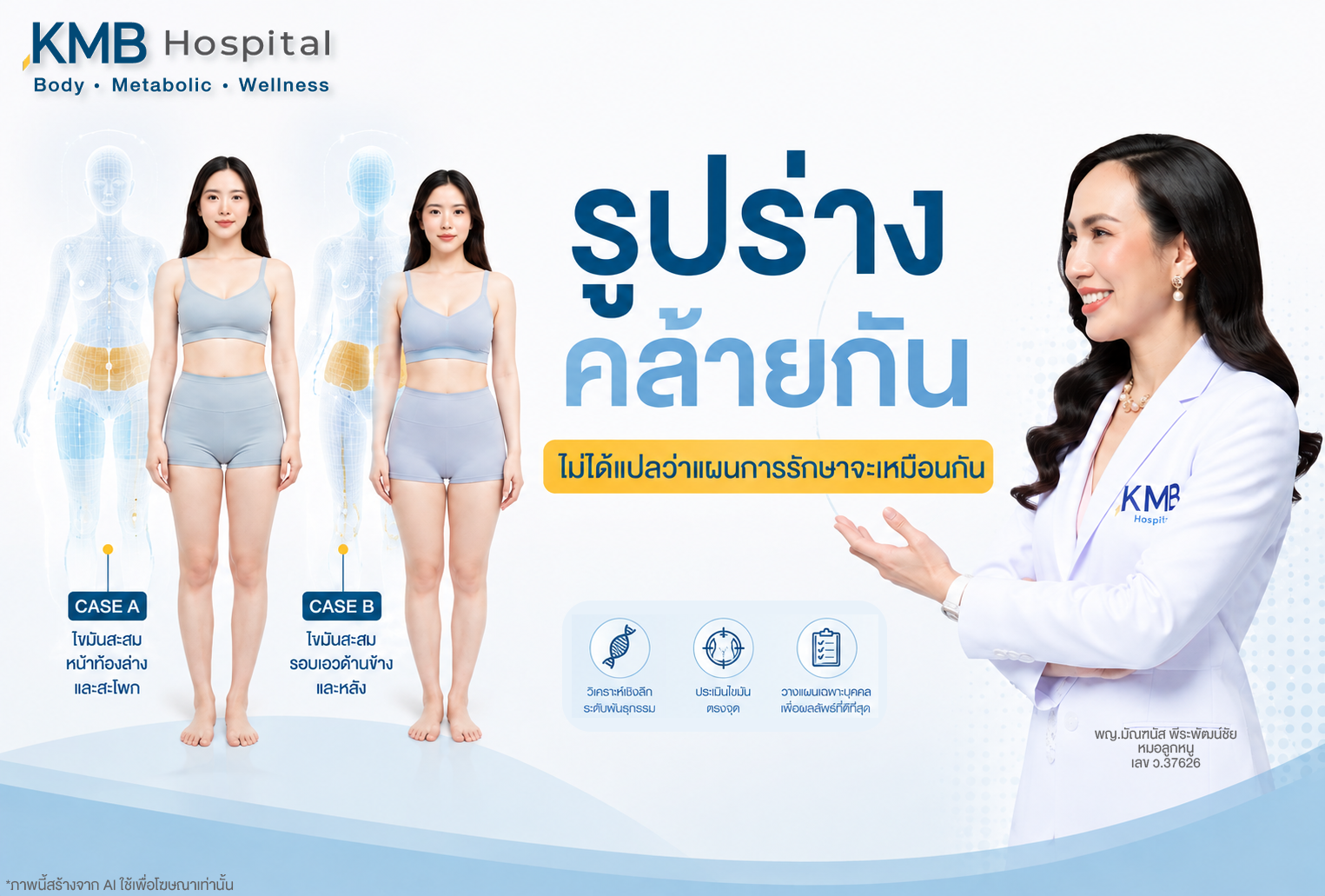หมอลูกหนูอธิบายว่าคนรูปร่างคล้ายกันอาจมีผลการประเมิน FAT Mapping™ แตกต่างกัน