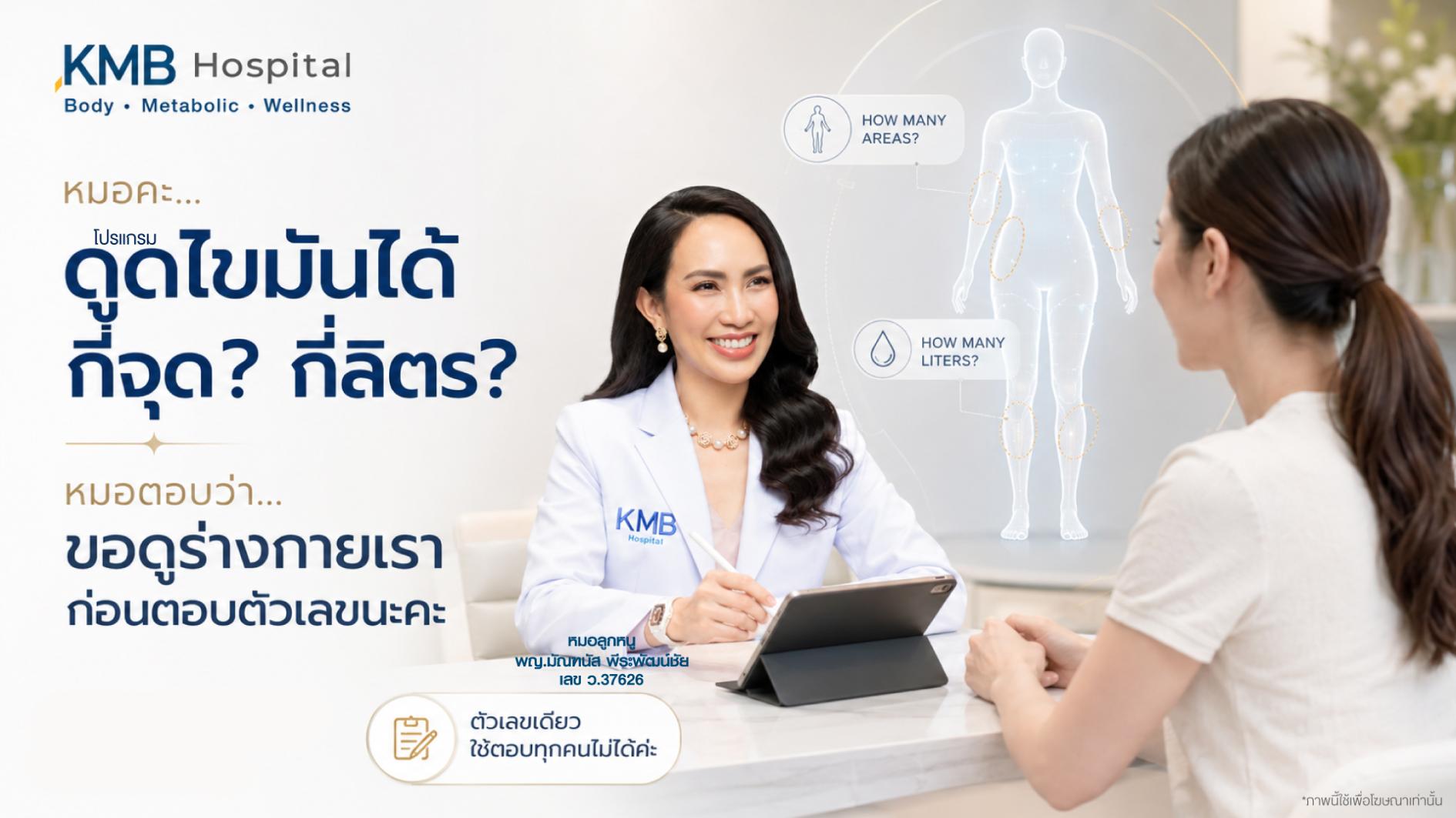 หมอลูกหนูอธิบายว่าจำนวนจุดและปริมาณไขมันที่ดูดได้ต้องประเมินตามร่างกายและแผนของแต่ละคน