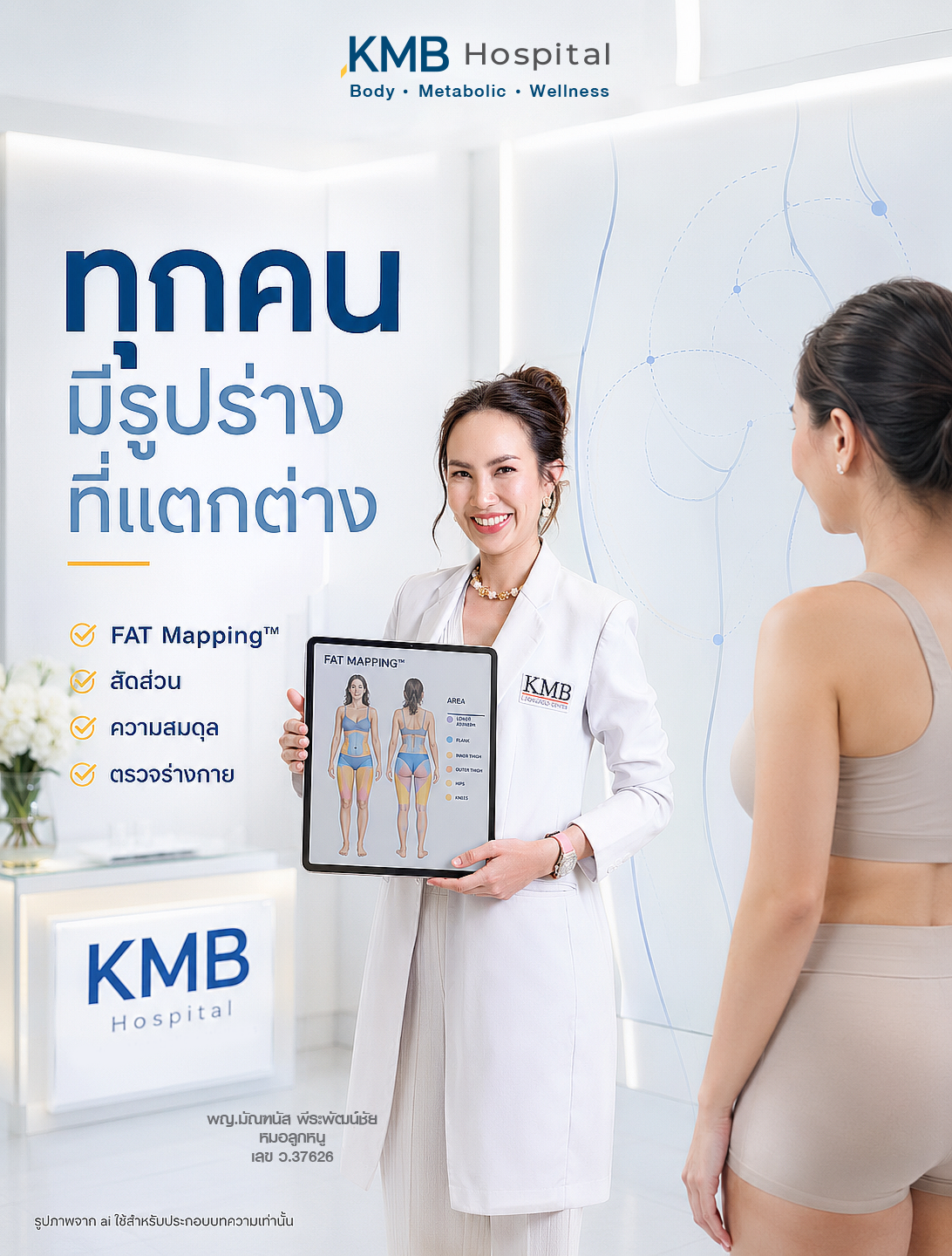 หมอลูกหนูอธิบายว่าต้นขาที่ดูคล้ายกันอาจต้องใช้แผนดูดไขมันแตกต่างกัน