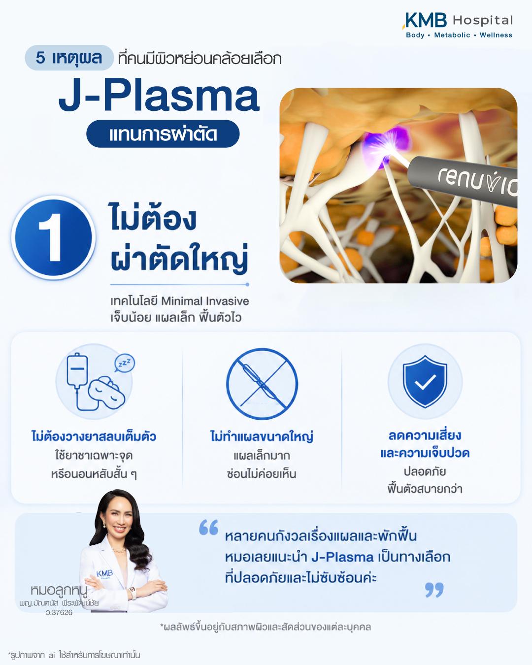 5 เหตุผลที่เลือกทำ J-Plasma แทนการผ่าตัดใหญ่ ช่วยยกกระชับผิว ลดหย่อนคล้อย ฟื้นตัวเร็ว และปรับสัดส่วนแบบ Minimal Invasive โดย KMB Hospital