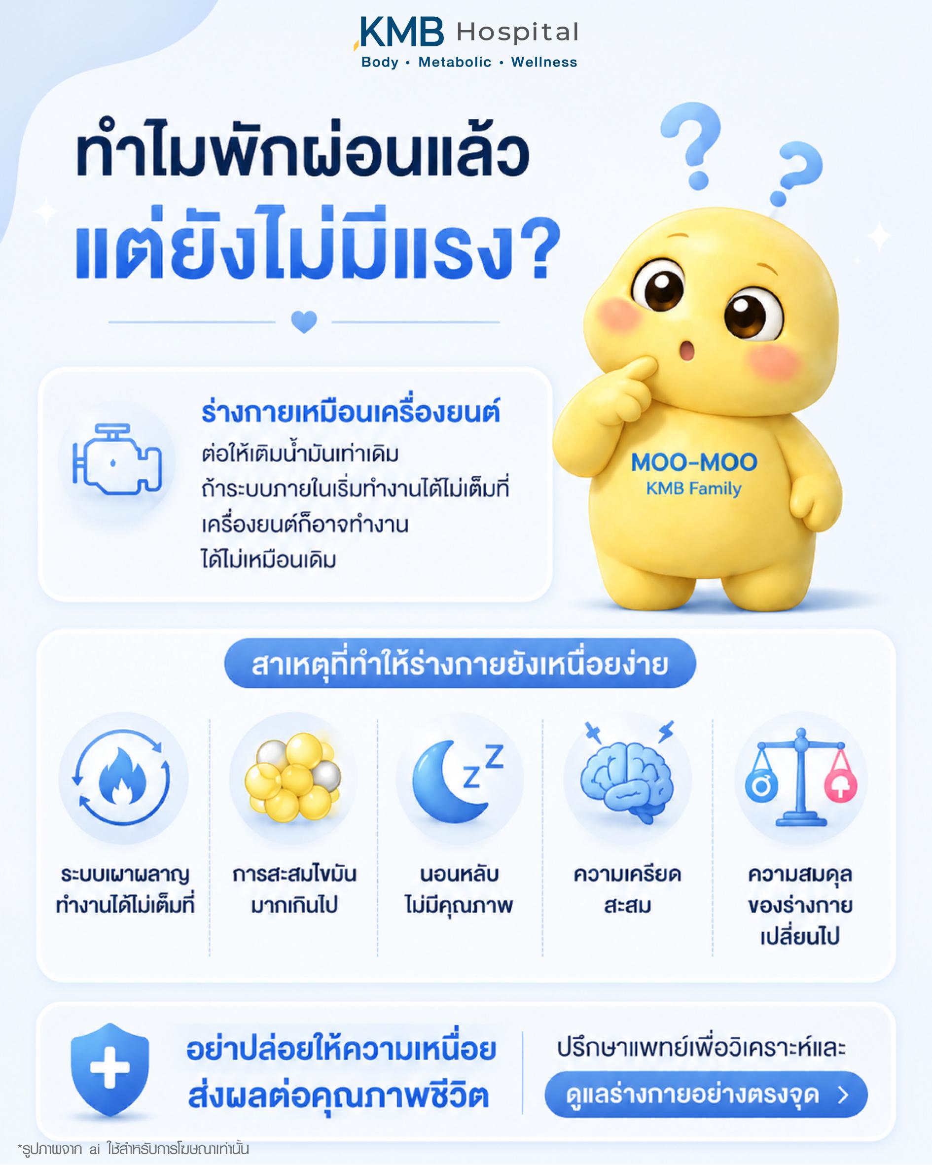 อาการเหนื่อยง่ายแม้พักผ่อนเพียงพออาจเป็นสัญญาณของระบบเผาผลาญที่เปลี่ยนไป ภาวะดื้ออินซูลิน หรือไขมันสะสมในร่างกาย ซึ่งส่งผลต่อพลังงานและสุขภาพโดยรวม