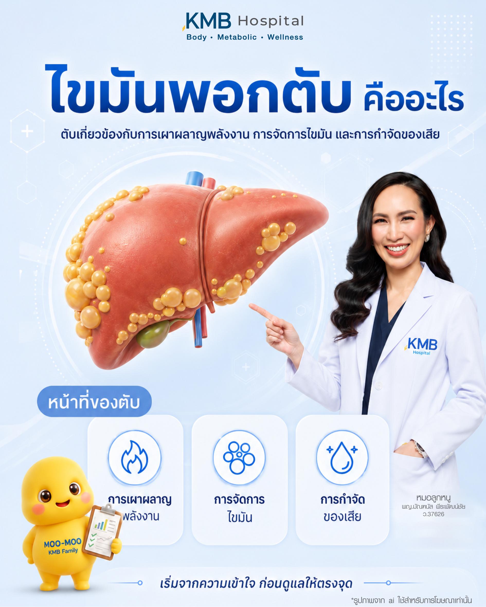 ไขมันพอกตับเกิดจากการสะสมไขมันในตับที่เกี่ยวข้องกับระบบเผาผลาญ การจัดการไขมัน และพฤติกรรมการใช้ชีวิต เช่น น้ำหนักที่เพิ่มขึ้น พุงใหญ่ และการสะสมไขมันในร่างกาย ซึ่งสามารถส่งผลต่อสุขภาพตับในระยะยาว