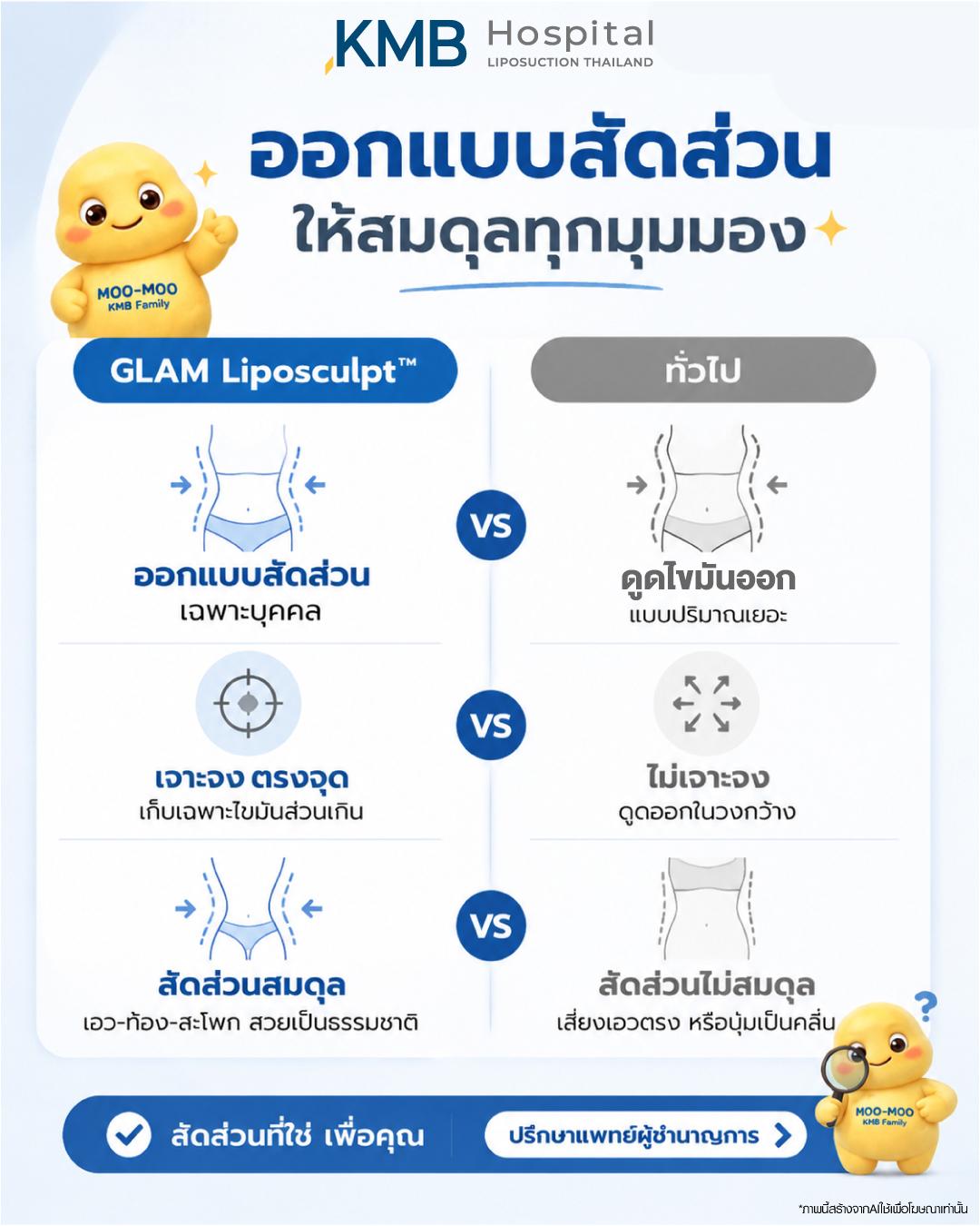 คุณสมบัติเด่นของการดูดไขมันหน้าท้อง GLAM Liposculpt™ ผิวเรียบ กระชับ ปลอดภัย"