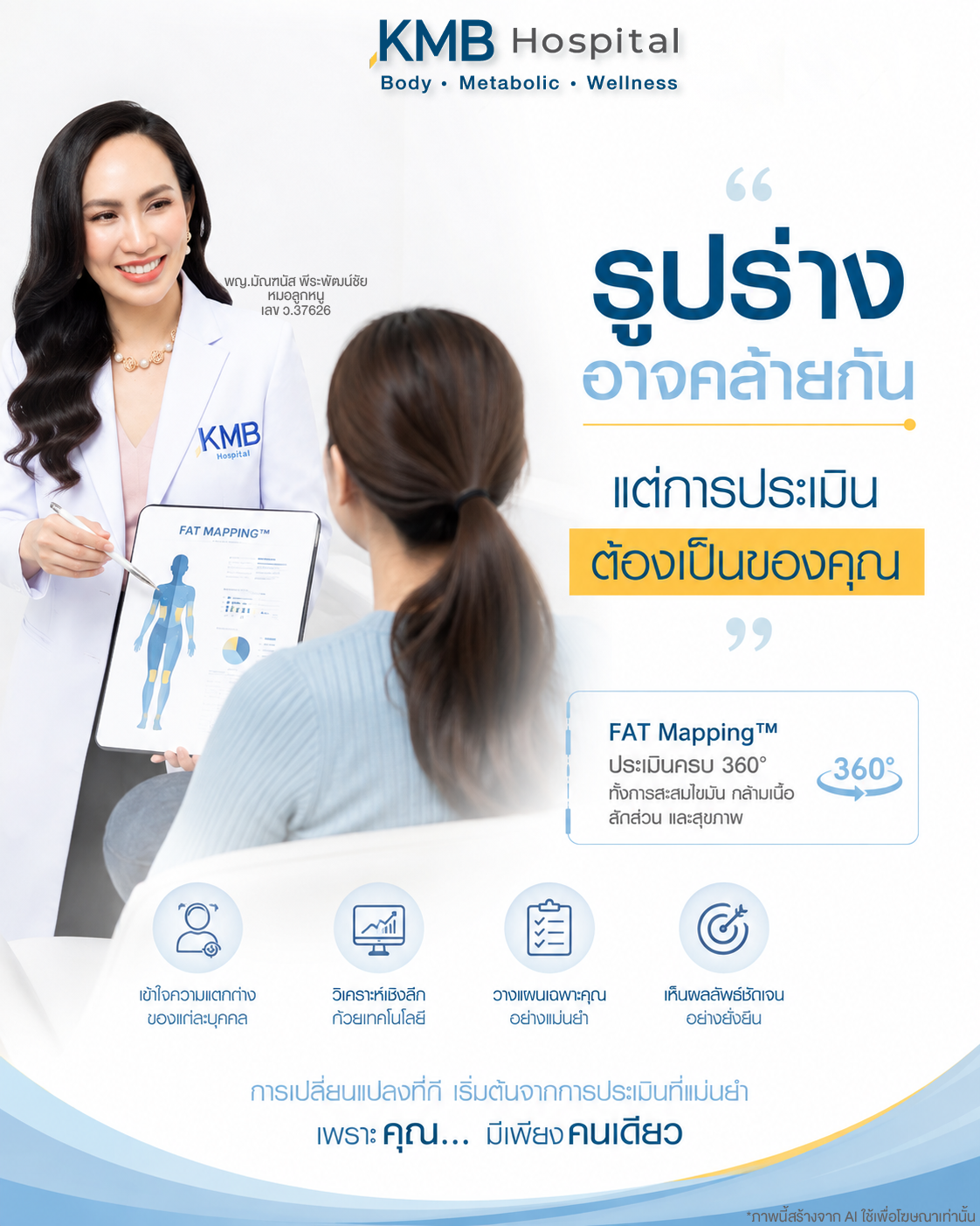 หมอลูกหนูอธิบายว่าการประเมินก่อนดูดไขมันต้องเป็นการประเมินเฉพาะบุคคล